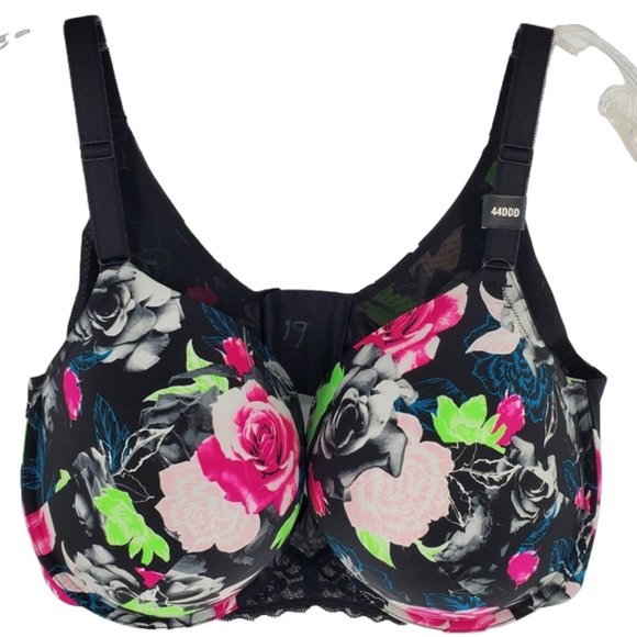 torrid Curve T-Shirt Push-Up Floral Print 360° Back Smoothing Bra Plus Curvy 44F - Picture 1 of 15